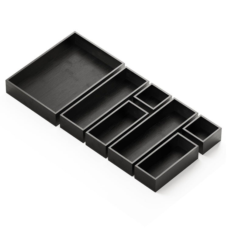 7 Piece Bamboo Drawer Organizer Storage Boxes Set