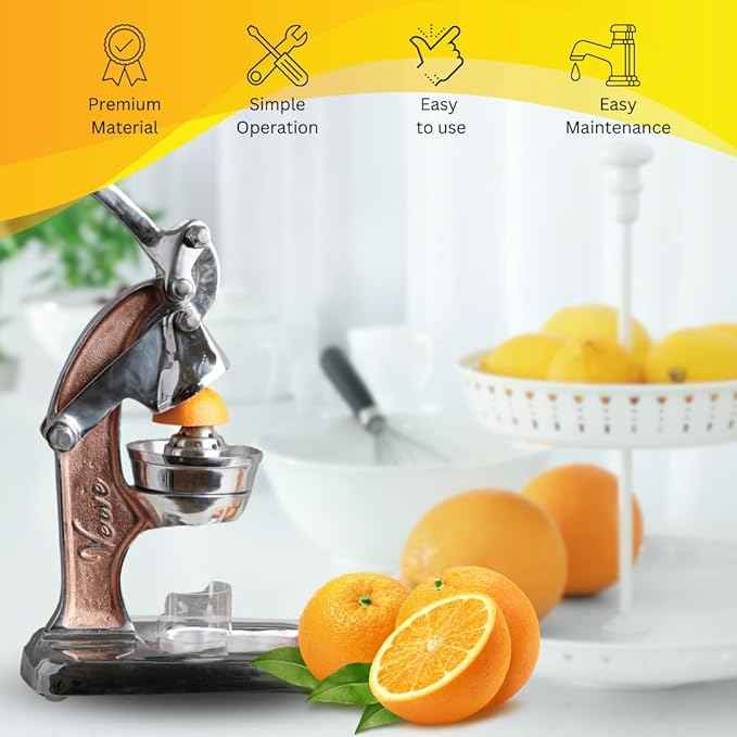 Artisan Cast Aluminum Professional Grade Manual Hand Press Juicer for Orange, Grapefruit, and Large Citrus Fruits Morning Drinks, Cocktails, or Cooking by Verve CULTURE - Rose Gold - Large 14x9x17
