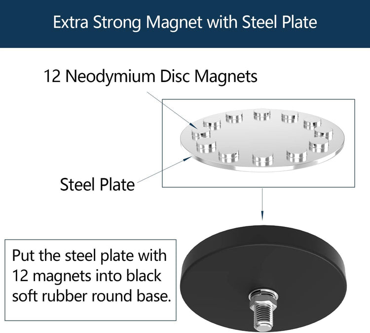 Strong Magnetic Garage Hook,Magnetic Hooks with 3.46" D Round Base - 2Pack, Large Heavy Duty Storage Utility Magnet Hooks Hanging for Metal Cabinet,Pegboard,Garage Shelve,Garden Tools