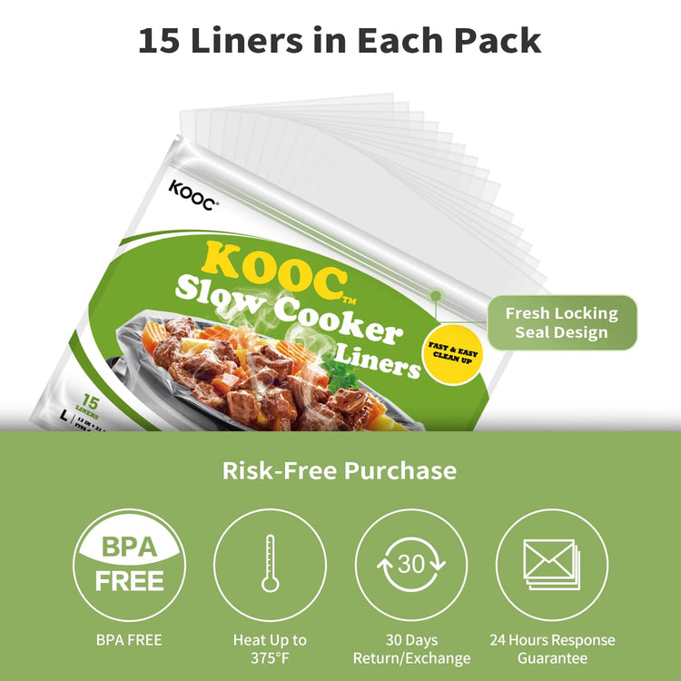 15 Count Slow Cooker Liners 13" x 21" Large Size Fits 3