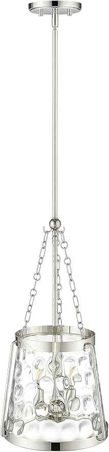 ML Lighting | Adabella Collection | 20403-PN | 3 Light Pendant in Polished Nickel Finish with Clear Hammered Glass Shade | Perfect for Kitchens, Dining Rooms, Living Rooms, Entryways, Hallways