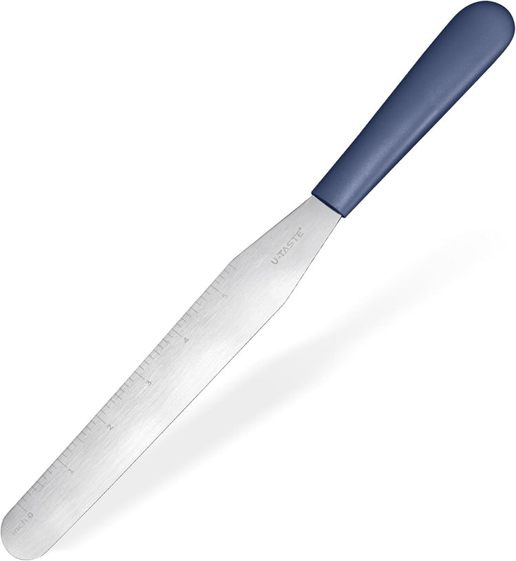 U-Taste 8in Cake Icing Spatula: Flexible Decorating Frosting Knife with Straight Thinner Stainless Steel Blade, Smooth Spreading Tools with Comfortable PP Handle for Cream, Cupcake (Midnight Blue)