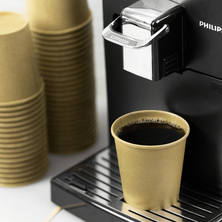 Karat 10oz Kraft Paper Coffee Cups [1,000 ct] Disposable, Leak-Resistant Double Poly-Lined Hot Cups | Ideal for Cafes & Offices, 90mm