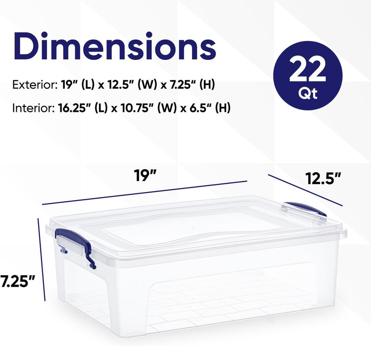 Superio Storage Bins with Lids, Clear Plastic Containers for Organizing, Stackable Totes, BPA Free, Odor Free, Organizer Boxes for Home, and Dorm (2 Pack, 22.7 Qt)