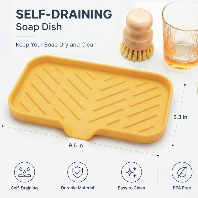 Silicone Soap Dish with Drain Spout