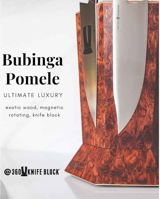 360KnifeBlock™ (Bubinga Pomele Limited Edition 2023) ROTATING magnetic knife block - SeriousEats/ATK/Cooksillustrated BEST Universal Knife Block - handmade in Washington