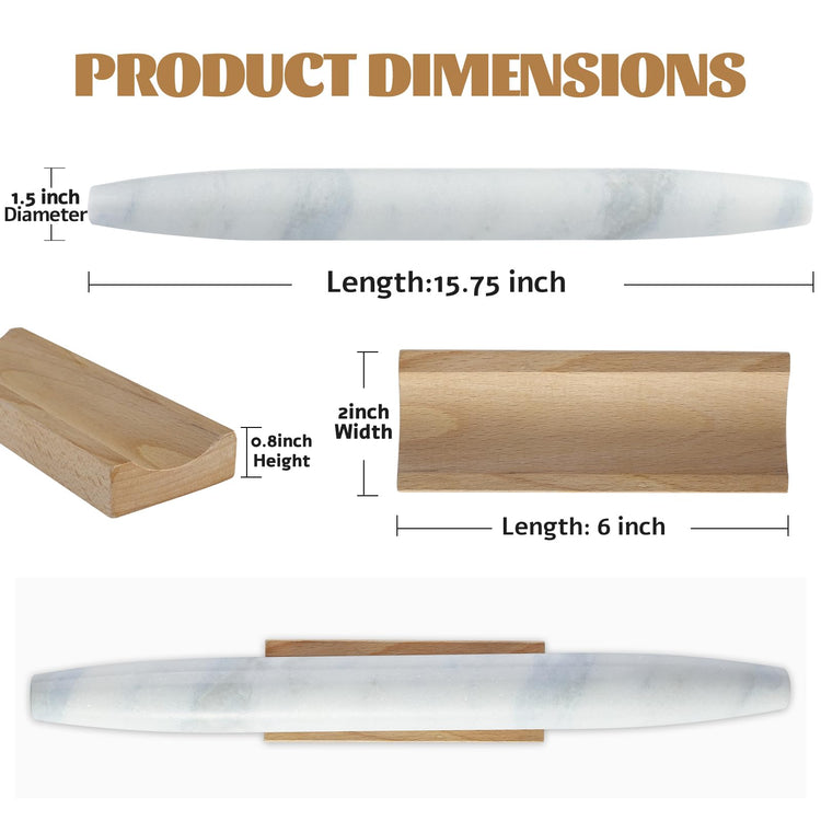 African Natural Marble French Rolling Pin
