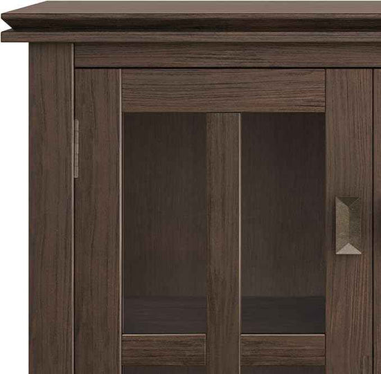 SIMPLIHOME Artisan SOLID WOOD 30 Inch Wide Contemporary Low Storage Cabinet in Farmhouse Brown, For the Living Room, Entryway and Family Room