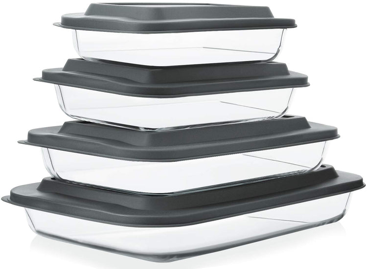 8 Piece Deep Glass Baking Dish with Lids (8 Count)