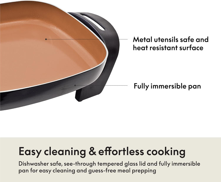 12x12 Electric Skillet & Frying Pan with Glass Lid