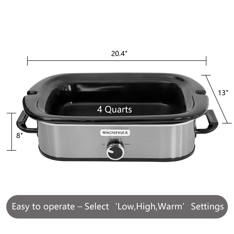 Magnifique 4 Quart Slow Cooker with Casserole Manual Warm Setting