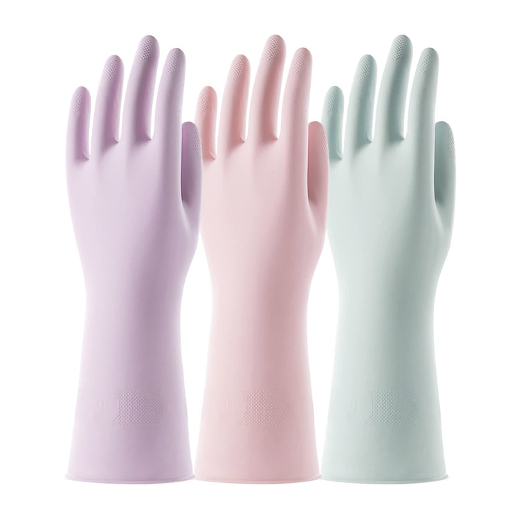 3 Pairs Colorful Household Gloves with Cotton Liner & Non (3 Count)