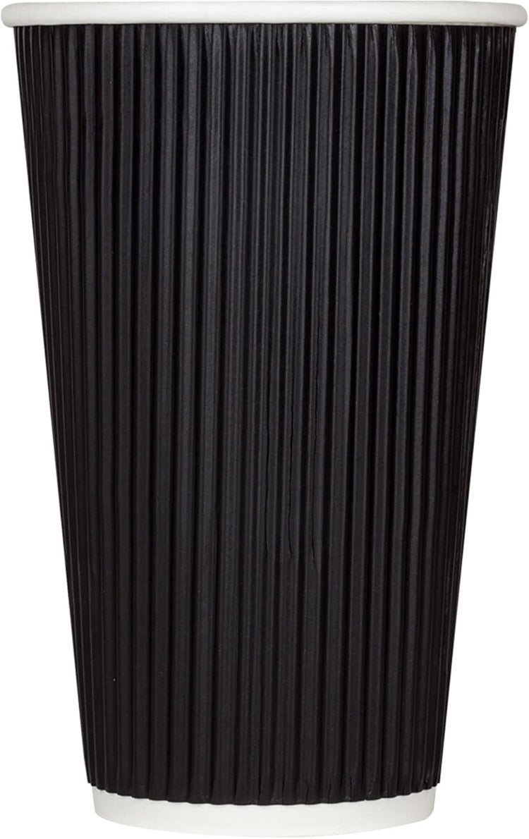 Karat 16oz Ripple Insulated Coffee Hot Cups [500 Count] Black Double Poly Lined Paper Hot Cup - Ideal for Hot Beverages, 90mm (C-KRC516B)