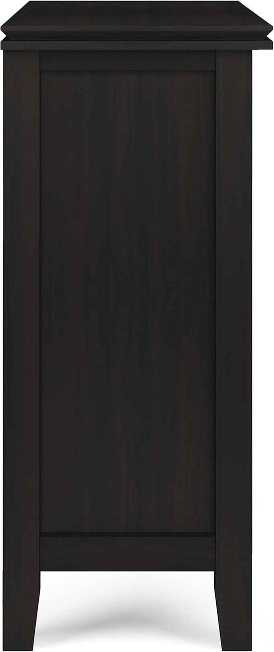 SIMPLIHOME Artisan SOLID WOOD 30 Inch Wide Contemporary Low Storage Cabinet in Hickory Brown, For the Living Room, Entryway and Family Room