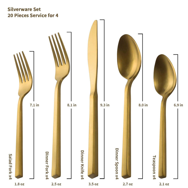 Cube Gold 45 Piece Flatware Set (14.25 Count)