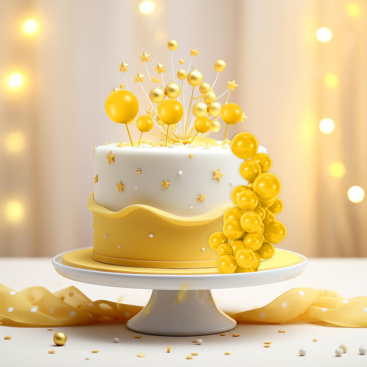 48 Pcs Yellow Cake Topper Decorations (48 Count)