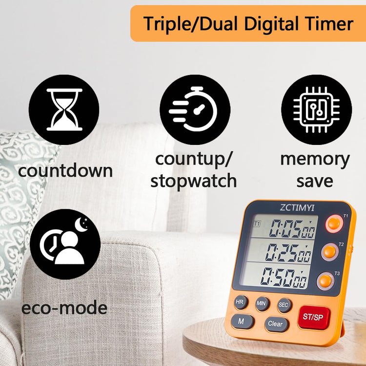 Dual Digital Timer for Kitchen Cooking