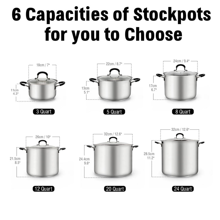 Professional 3 Quart Stainless Steel Stock Pot with Lid