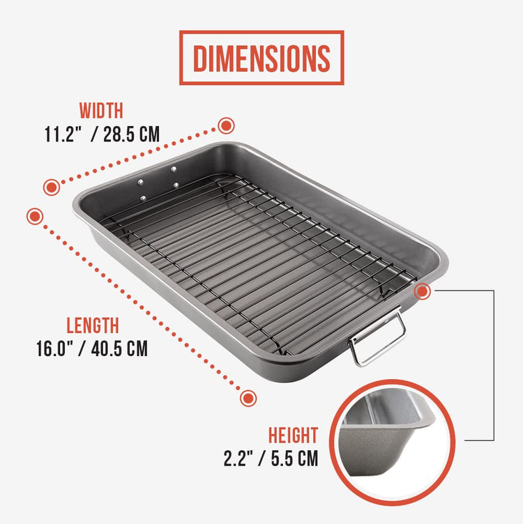 Nonstick Carbon Steel Large Roasting Pan with Rack