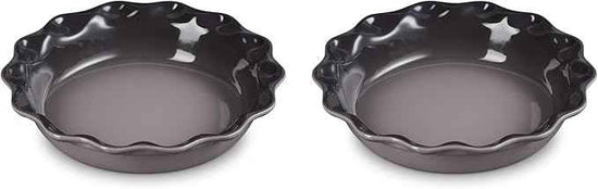 Le Creuset Stoneware Set of 2 Heritage Fluted Pie Dish, 9", Oyster