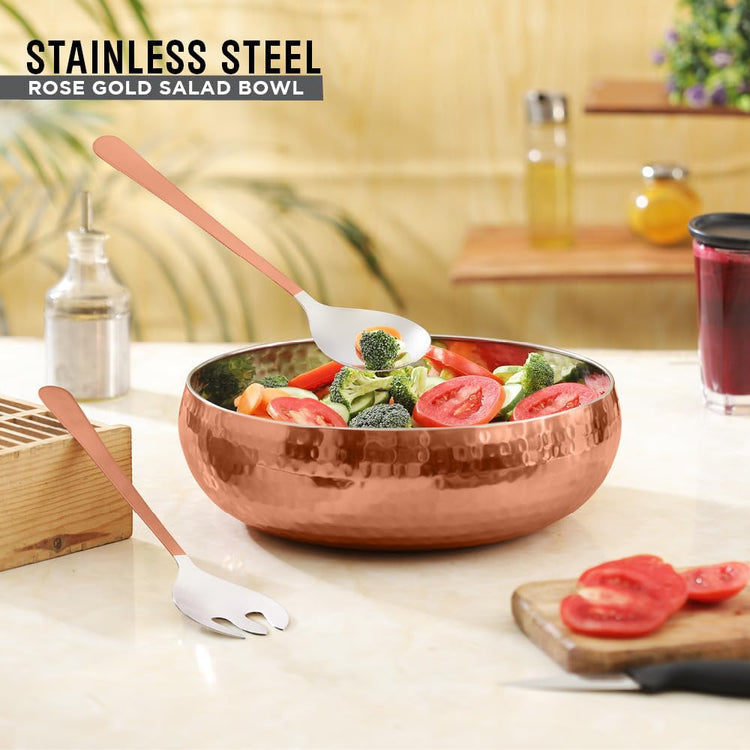 Set of 3 Premium Stainless Steel Salad Mixing Bowl Hammered Finish (3 Count)