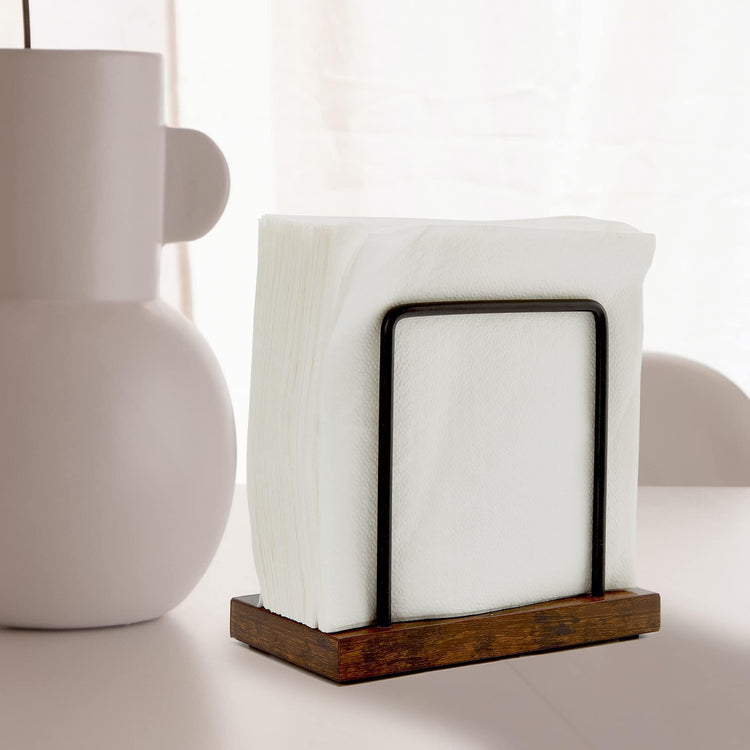 Wood Napkins Holder with Metal Wire