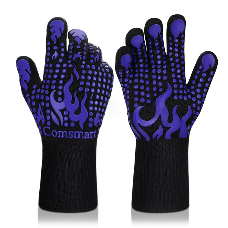 BBQ Gloves 1472 Degree F Heat Resistant Grilling Gloves Silicone Non (2 Count)