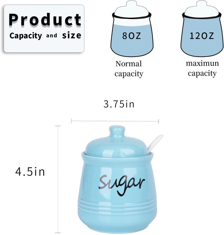 12oz Ceramic Sugar Bowl with Lid and Spoon
