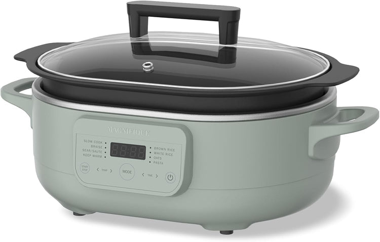 6 Quart Slow Cooker, with 8-in-1 Multi-Cooker, Casserole Programmable crock pot, Dutch Oven, Pasta, Nonstick, Oven Safe Pot to 500°F, Olive - Nestoria