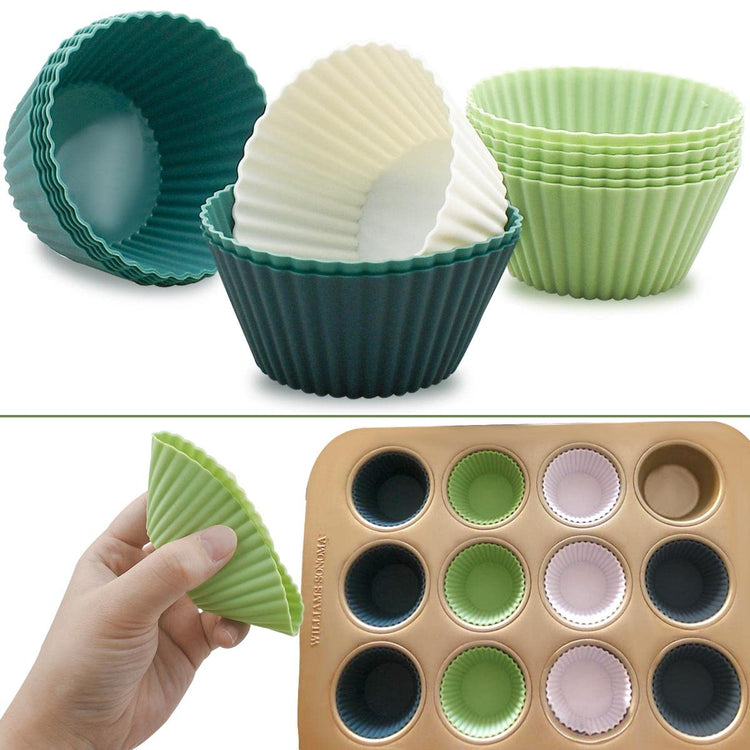24 Pack Silicone Baking Cups Reusable Muffin Liners Non (24 Count)