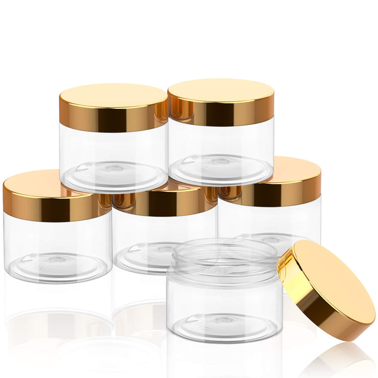 6 Pack 4 oz Plastic Jars Containers with Lids Wide (6 Count)