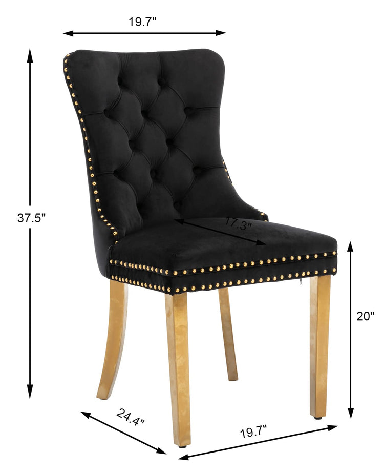 Black and Gold Velvet Dining Chairs Set of 6 (6 Count)