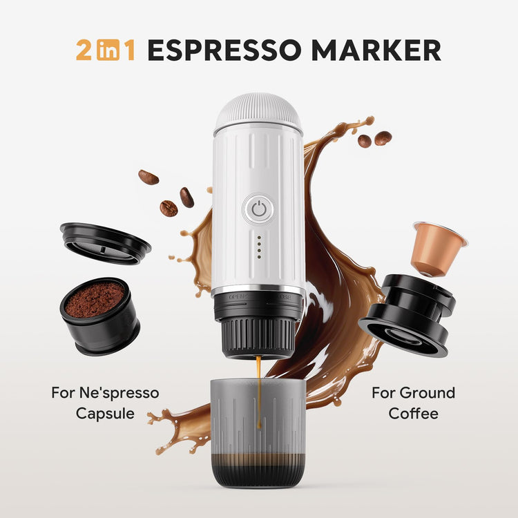 Portable Electric Espresso Coffee Maker for Ground Coffee & NS Capsule Espresso Machine Fast Self