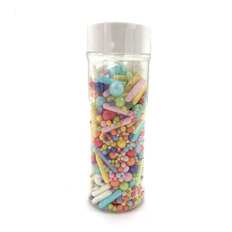 Rainbow Sprinkle Mix Pearl Sugar Candy Mix Size Baking Cake Decorations Cupcake Toppers Cookie Decorating Ice Cream Celebrations Shaker Jar Wedding Shower Party (4.58 Ounce)
