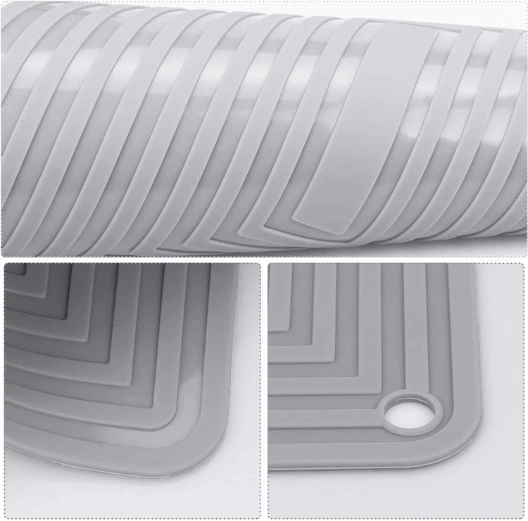 LogHog Large Silicone Trivet Mats for Hot Dishes/Pans, Heat Resistant Pot Holder, 9x12 Non Slip Flexible Durable Pot Coaster Kitchen Table Mats Set of 2 (Gray)
