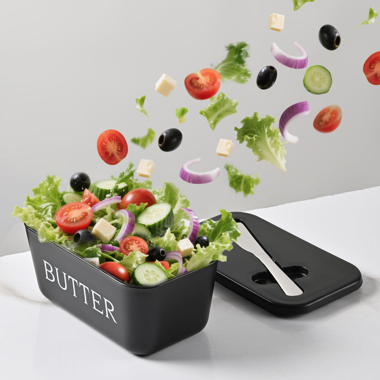 Large Plastic Butter Dish With Lid And Knife