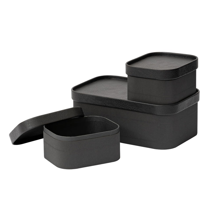 Decorative Storage Boxes with Lids Faux Leather (3 Count)