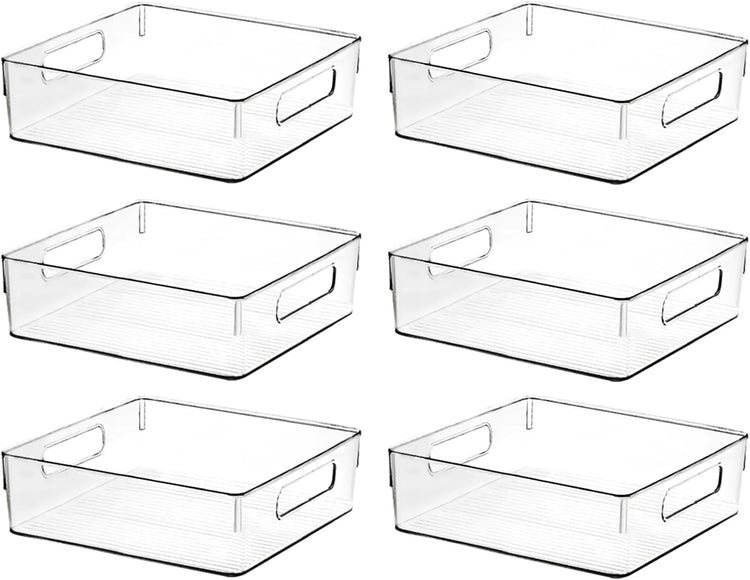 Clear Plastic Storage Bins, Pantry Organizers and Storage or Kitchen Organization and Storage Containers Bins for Organizing, Fridge, Freezer, Bathroom, Pantries, Refrigerator, Cabinet Organizer Bin