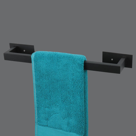 Bathroom Towel Bar Self Adhesive, No Drilling Towel Rack Easy to Install, Hand Towel Holder Made of Premium Stainless Steel Sticky on Hand Towel Hanger for Kitchen, Toilet.(16IN, Black)