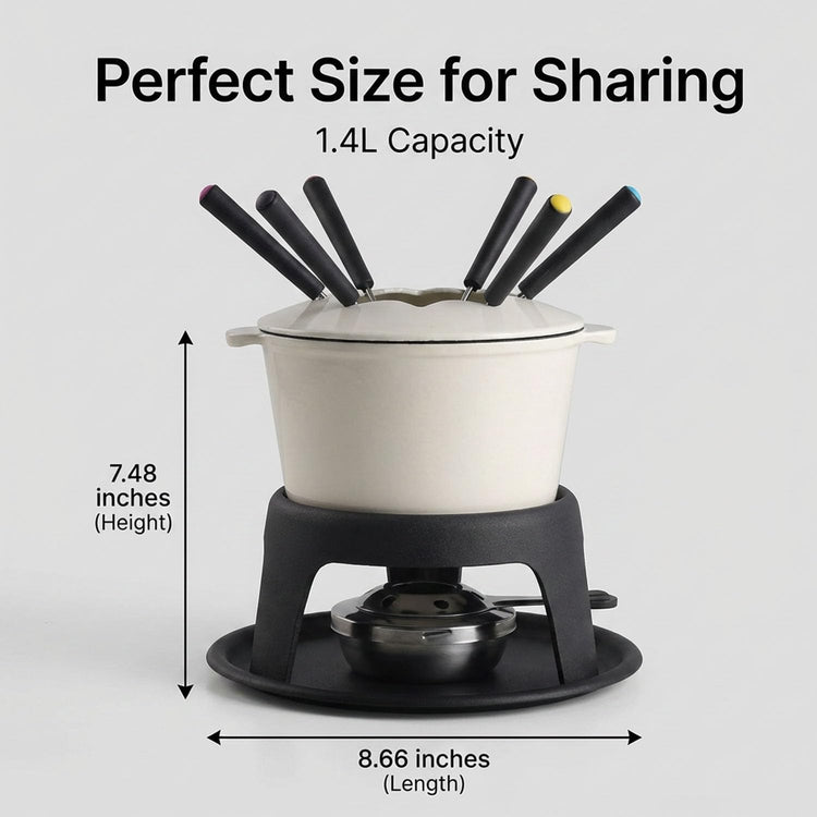 Cast Iron Fondue Pot Set for Chocolate Cheese