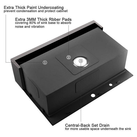 30 Inch Black Farmhouse Kitchen Sink Drop In