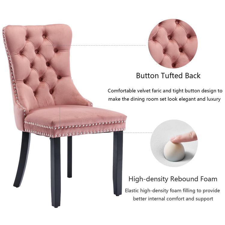Pink Velvet Dining Chairs Set of 4 (4 Count)