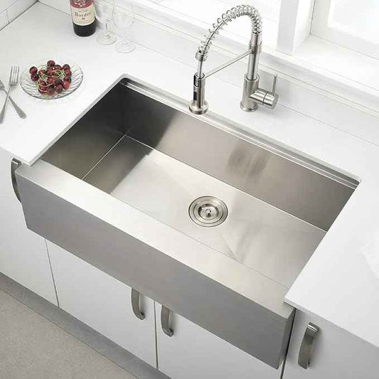 33 Inch Farmhouse Sink Workstation -VOKIM 33X22 inch Farm sink Stainless Steel 16 Gauge Ledge Workstation Flat Apron-front Single Bowl Farm Kitchen Sink