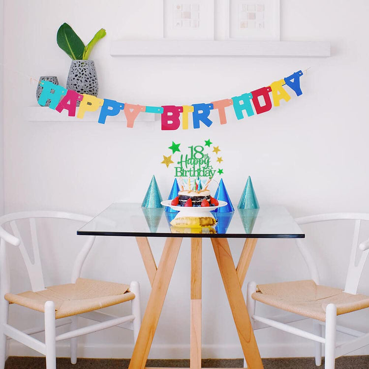 Green Gold 18th Birthday Cake Topper with Glittery Stars (7 Count)