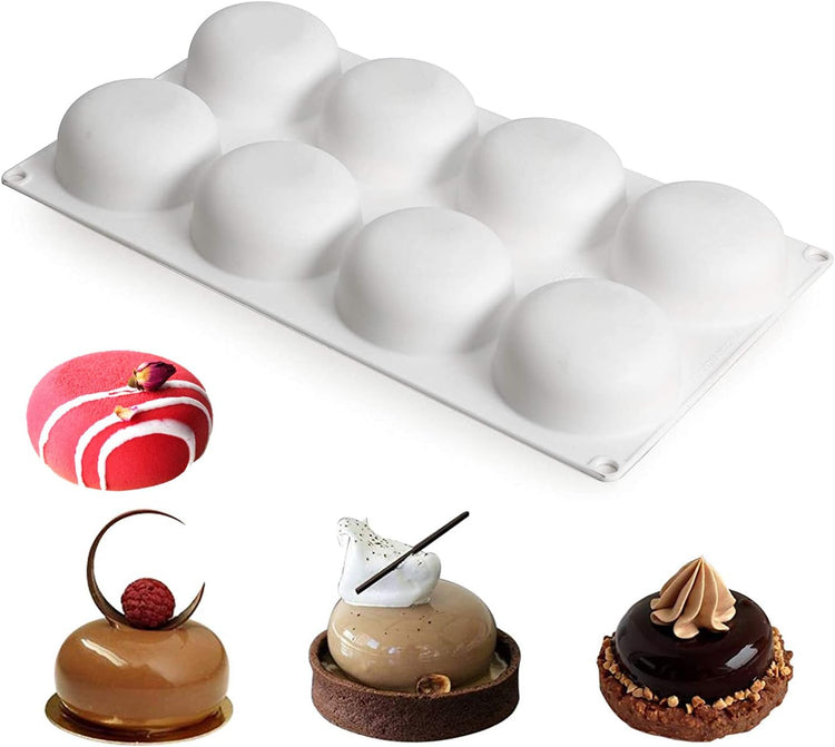 OCPO Kitchen 3D Stone Silicone Mold for Baking Mousse Cake French Dessert Pastry Chocolate Pudding Cupcake, Stone Shape (8-Cavity)