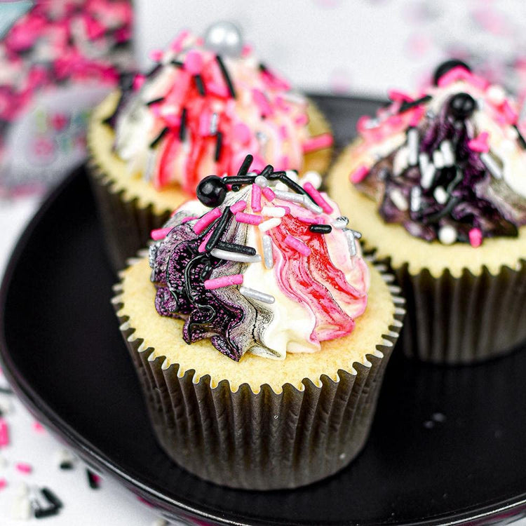 Black Pink Sprinkles for Cake Decorating (4 Ounce)