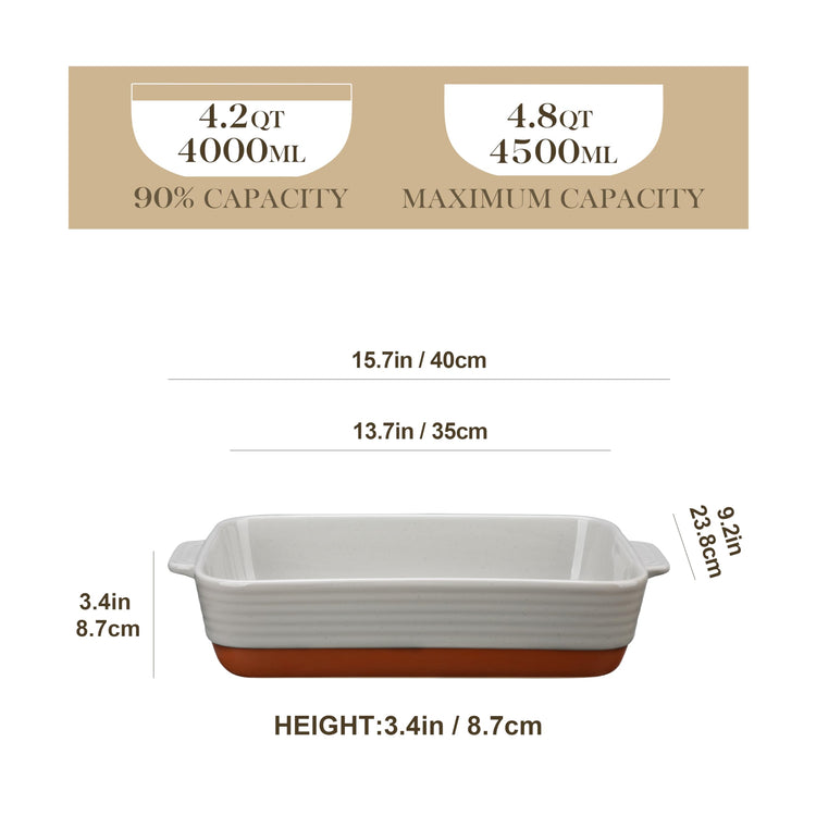 Large 9x13 Ceramic Baking Dish with Handles