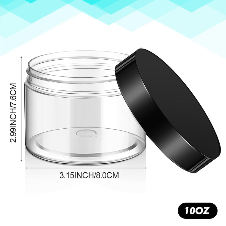6 Pack 10 oz Plastic Jars Containers with Lids Wide