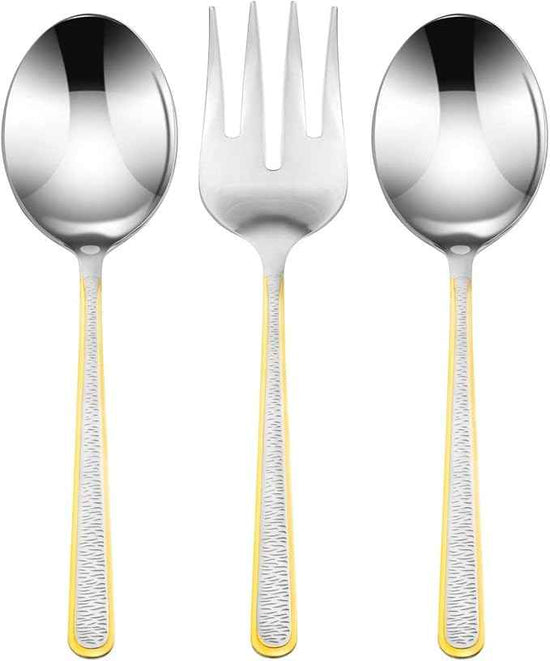 75-Pc Luxury Flatware Set for 12 w/Storage Case 24K Gold Premium Dining Cutlery Service - 18/10 Surgical Stainless Steel Silverware Hostess Serving Set