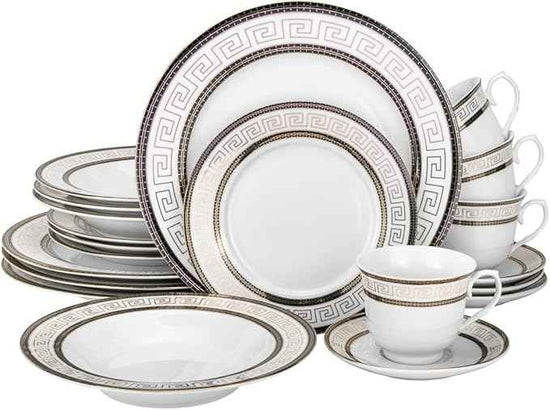Euro Porcelain 57-pc Banquet Dinnerware Set, Luxury Tableware Dining Service for 8